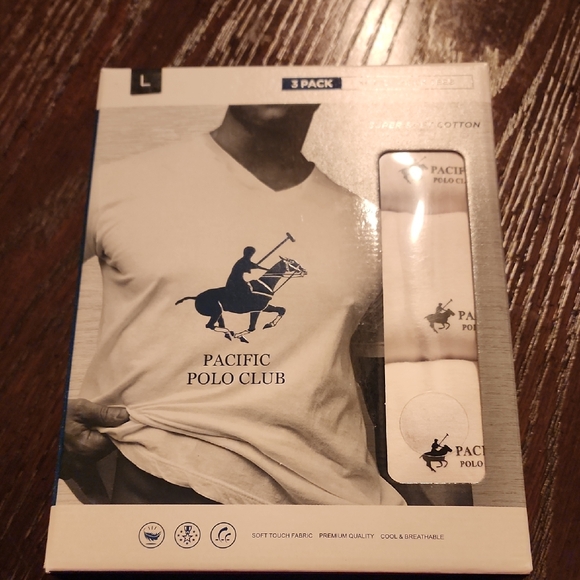 NWT Mens Pacific Polo Club White T-Shirts 3-Pack - Picture 1 of 4